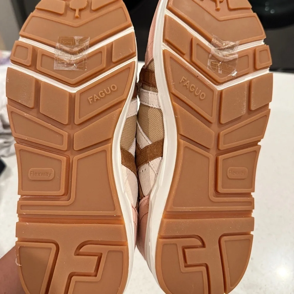 Women's Tan and Pink Sneakers